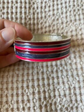 Striped Red and Black Enamel Bangle Bracelet from 2010s